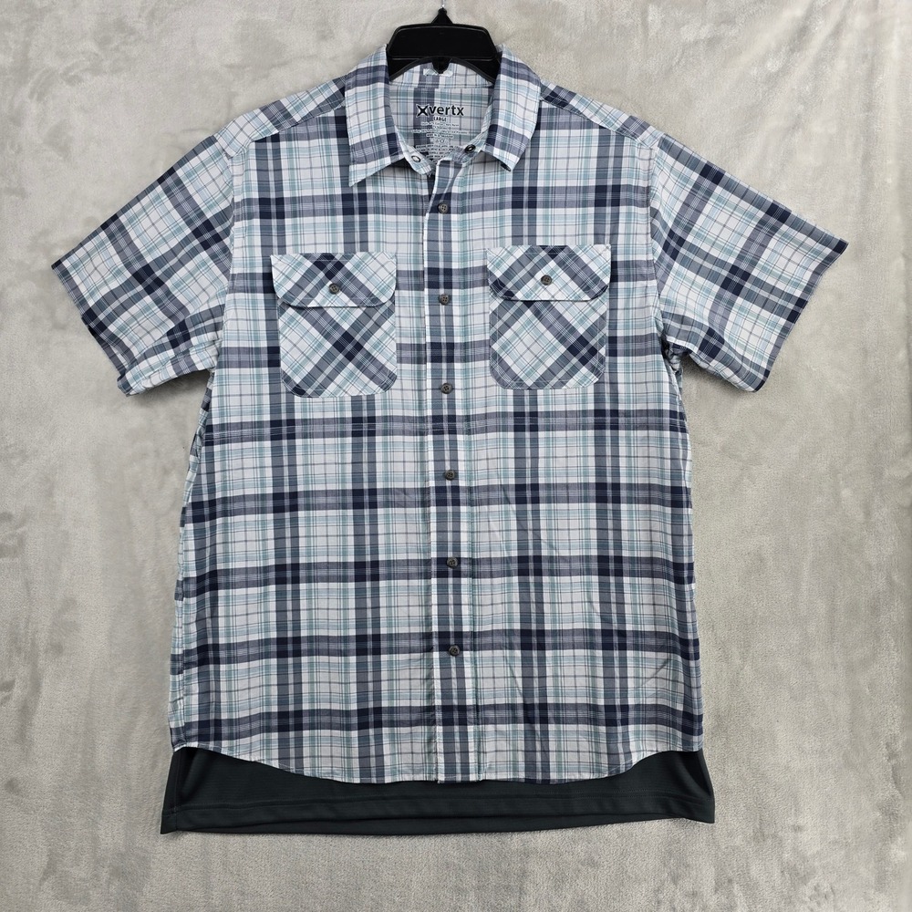 vertx Sleeve Guardian Mens Large Plaid Button Down Short Sleeve Shirt